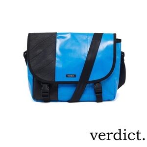 Blue and Black Men's Messenger Bag